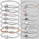 925 Silver Charm Bracelet Sparkling Heart Snake Chain Style S925 Women Jewelry