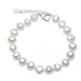 Cauuev Natural Freshwater Baroque Pearl Bracelet 925 Sterling Silver