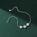 925 Silver Daisy Flower Bracelet for Women Girl Jewelry