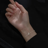 925 Silver Moon Star Zircon Chain Bracelet Wedding Jewelry Gift