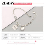 925 Sterling Silver Heart Bracelet for Women Party Jewelry Gift