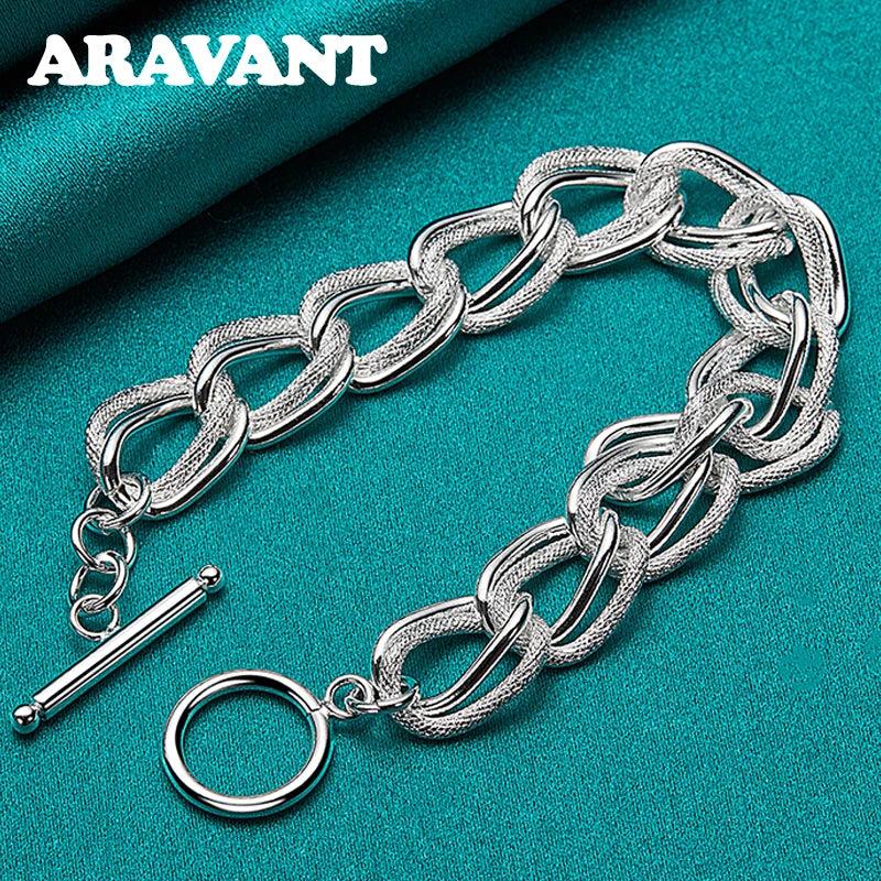 925 Silver Charm Bracelet For Men Women