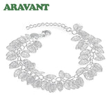 925 Silver Leaves Bracelet Chain For Women Jewelry