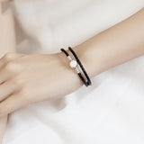 925 Silver Bracelet Double Leather Women Jewelry Gift