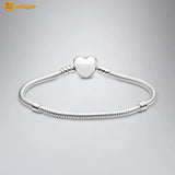 925 Silver Bracelet Heart Snake Chain Friendship Bangles for Women