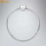 925 Silver Bracelet Heart Snake Chain Friendship Bangles for Women