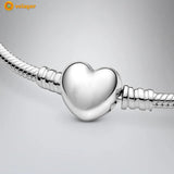 925 Silver Bracelet Heart Snake Chain Friendship Bangles for Women