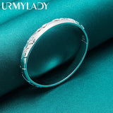 925 Sterling Silver Carved Bangles Bracelet for Women
