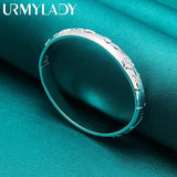 925 Sterling Silver Carved Bangles Bracelet for Women