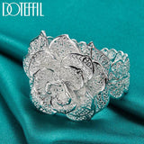 925 Silver Flowers Bangle Bracelet for Women