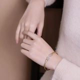 S925 Sterling Silver Magnolia Open-End Bangle Bracelet