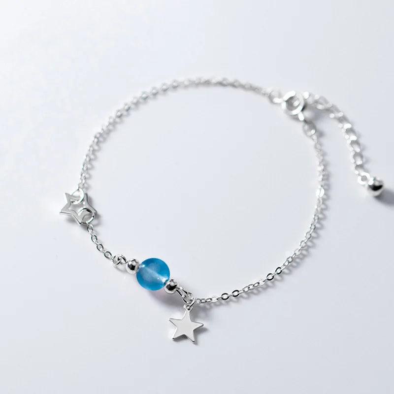 925 Silver Star Crystal Bracelet Birthday Gift DS2377