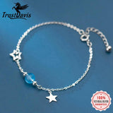 925 Silver Star Crystal Bracelet Birthday Gift DS2377