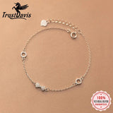 TrustDavis 925 Silver Bowknot Bracelet Zircon Fine Jewelry DA2741