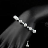 Vintage Hollow Ball Beaded Chain Bracelet 925 Sterling Silver Unisex Gift