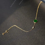 S925 Sterling Silver Emerald Bracelet Retro Style All-Match