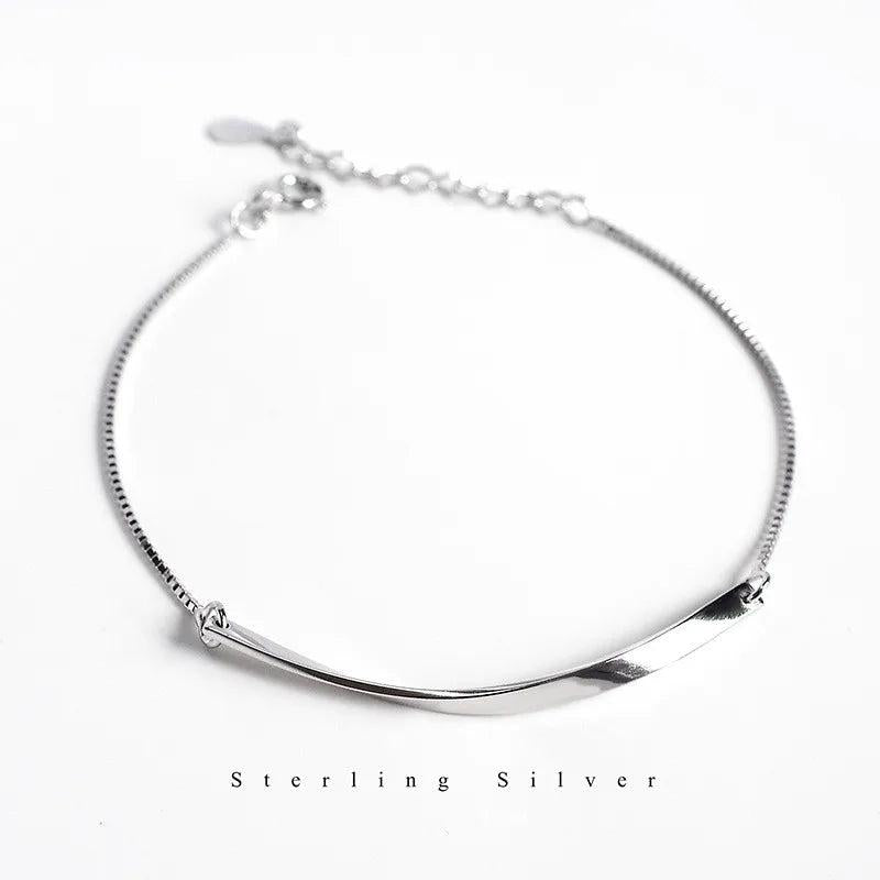 925 Sterling Silver Twisted Chain Bracelet Women Jewelry
