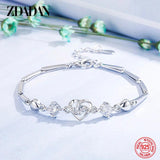 925 Silver Heart Zircon Bracelet - Women's Gift Wedding Jewelry