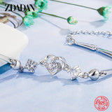 925 Silver Heart Zircon Bracelet - Women's Gift Wedding Jewelry