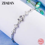 925 Silver Heart Zircon Bracelet - Women's Gift Wedding Jewelry