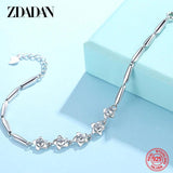 925 Silver CZ Flowers Bracelet Chain Women Party Jewelry