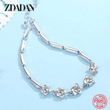 925 Silver CZ Flowers Bracelet Chain Women Party Jewelry
