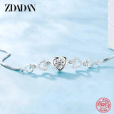 925 Silver Heart Amethyst Bracelet Chain Women Party Jewelry