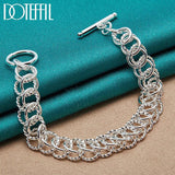 925 Sterling Silver Circle Chain Bracelet For Women