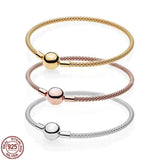 925 Sterling Silver Buckle Chain Bracelet for Charm Beads DIY