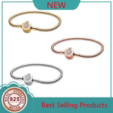 925 Silver Snake Chain Bracelet Crown Charm Beads Jewelry