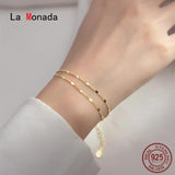 Double Layer Chain Fine Silver 925 Bracelet for Women