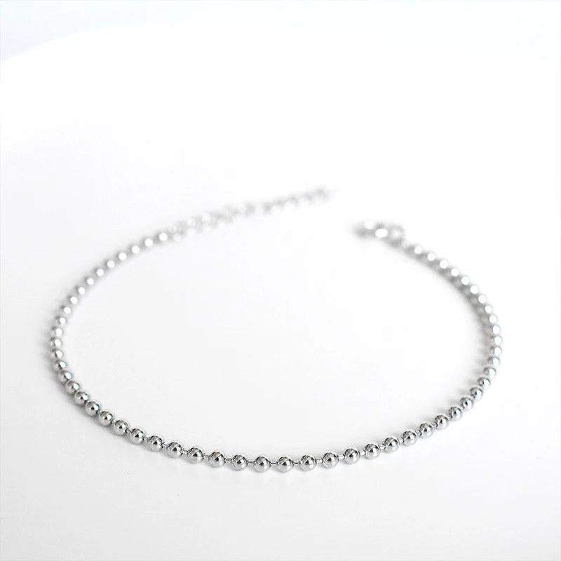 Fine Silver 925 Jewelry Bracelet Women Beads Chain Minimalist Bracelets