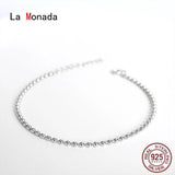 Fine Silver 925 Jewelry Bracelet Women Beads Chain Minimalist Bracelets