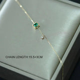 925 Silver Green Square Zircon Charm Bracelet Ins Style