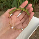 Natural Olivine Crystal Peridot Bracelet Bangle Gem Jewelry