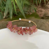 Strawberry Quartz Crystal Bracelet Bangle Lucky Charm Jewelry