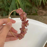 Strawberry Quartz Crystal Bracelet Bangle Lucky Charm Jewelry