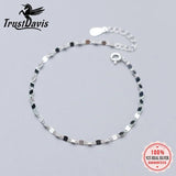 TrustDavis 925 Silver Elliptical Slices Bracelet For Women Wedding Gift