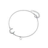 Trustdavis 925 Silver Moon CZ Star Bracelet Wedding Jewelry Gift