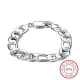 Men's 925 Silver 12mm Chains Bracelet Bangles