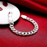 925 Silver 10mm Side Chain Bracelet Men Women Party Jewelry
