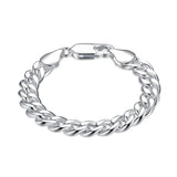925 Silver 10mm Side Chain Bracelet Men Women Party Jewelry