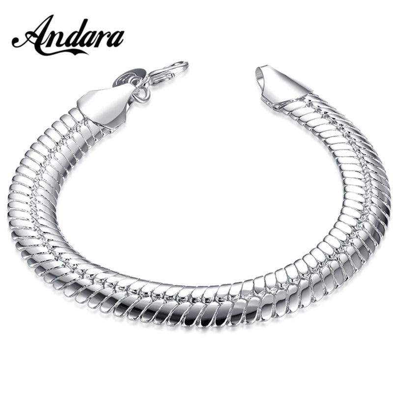 Men's 925 Silver Snake Bone Bracelet Hip Hop Jewelry Gift