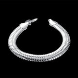 Men's 925 Silver Snake Bone Bracelet Hip Hop Jewelry Gift