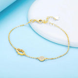 Hamsa Hand Evil Eye Bracelet 925 Silver CZ Chain Turkey Jewelry Chakra