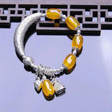 Green Chalcedony Round Bead Jade Bracelet