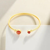 S925 Sterling Silver Red Agate Bracelet Lady Open-Ended Personality Style