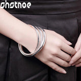 925 Silver 3 Circle Bangle Bracelet Men Women Jewelry Wedding Gift