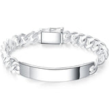 Sterling Silver Cuban Chain Bracelet 10mm Men Women Geometric Party Jewelry