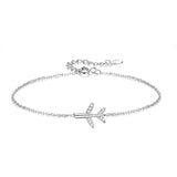 925 Sterling Silver Plane Chain Bracelet Women Girls Gift DD1307